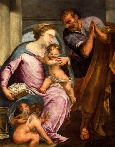 Sacra Famiglia con due angeli